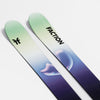 Close-up of Faction Mana 3 Eg, green and purple limited edition ski.