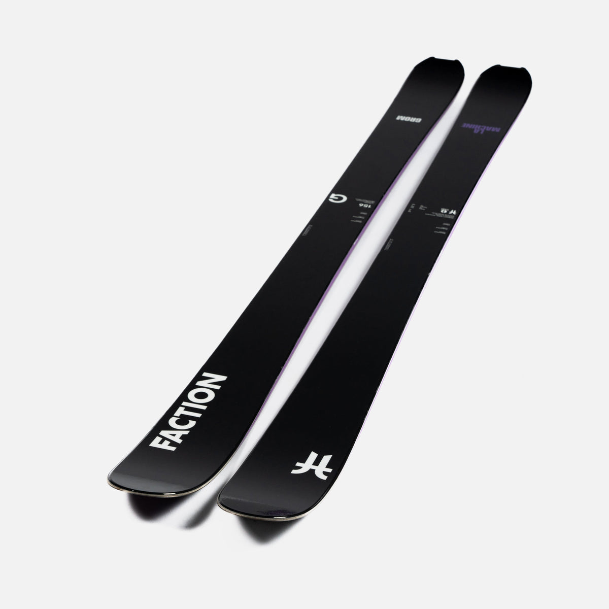 Close-up of Faction La Machine Grom, black touring ski.