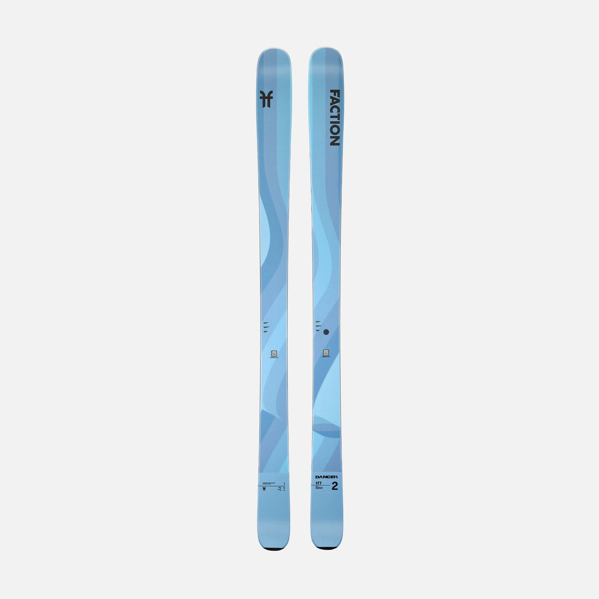 Topsheet of blue Faction Dancer 2 all-mountain ski  