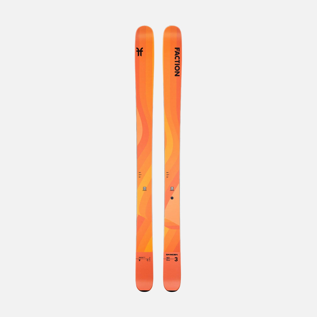 Topsheet of orange Dancer 3 Freeride and all-mountain ski