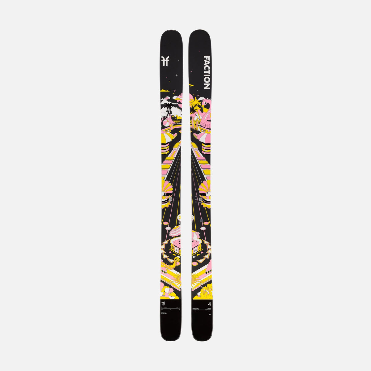 Powder and freeride black pink and yellow Faction Prodigy 4 ski topsheet 2026