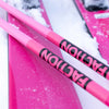 Pink Faction Skis Dancer 1 skis and Pink Dancer poles on snow